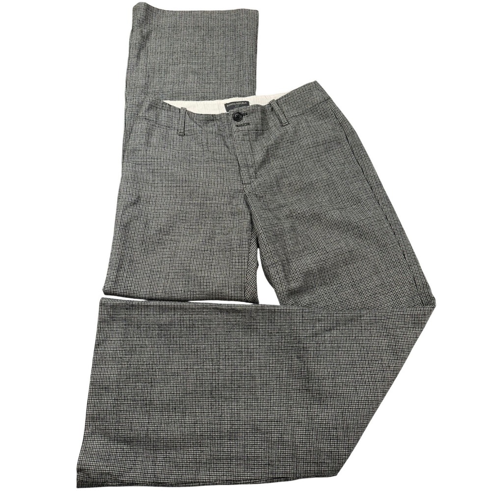 Banana Republic Womens 4 Stretch Wool Houndstooth Wide Leg Dress Pants Black